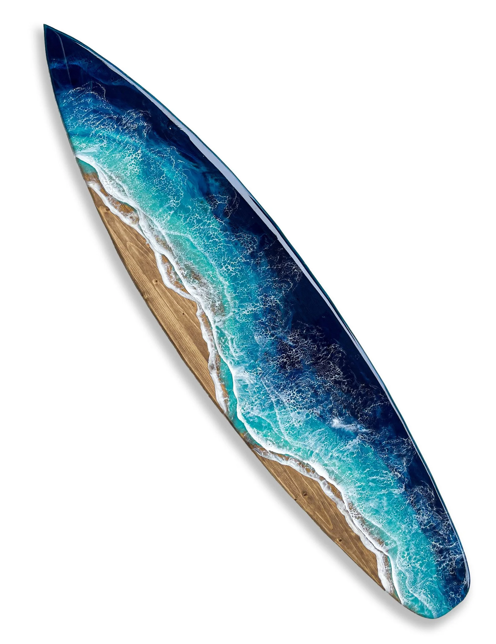 Outdoor shower surfboard with aqua or blue waves — Rusted Indigo